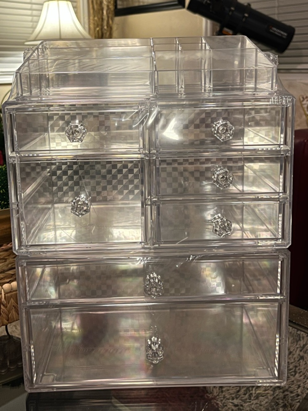 Deluxe 2-Piece Clear Acrylic Makeup & Jewelry Organizer